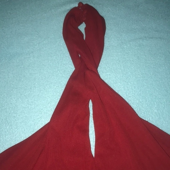 LAUNDRY by Shelli Segal Red halter midi dress 3 button collar size 4 - Picture 3 of 10